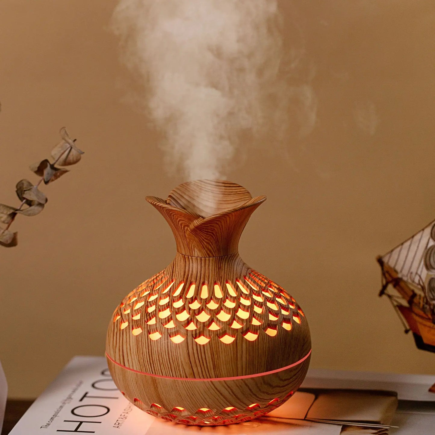 Aroma Diffuser Dark Wood Grain 300ml | USB Ultrasonic Essential Oil Humidifier Dark Wood Grain