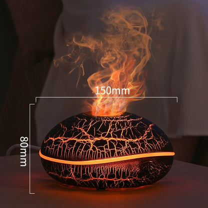 Flame Aroma Diffuser 200ml Wood Grain | Essential Oil Humidifier with Remote & 7-Color LED Light GRAIN