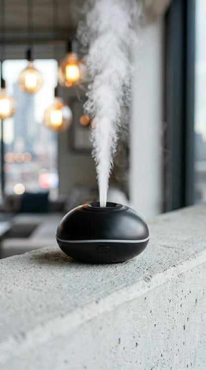 Flame Aroma Diffuser 200ml | Essential Oil Humidifier with Remote & 7-Color LED Light | Mayjam - Black